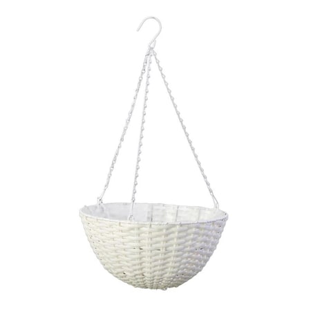 Dare2Decor Resin Wicker Hanging Basket - White - 14 in. Dia. x 9 in. DA2741791
